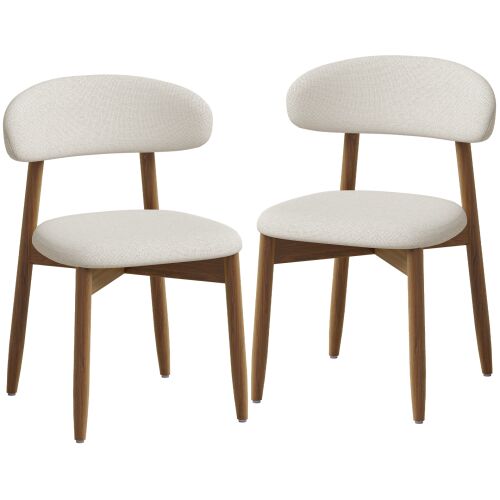 HOMCOM 2 db modern étkezőszék készlet, ívelt háttámlával, krémfehér 183902276 
