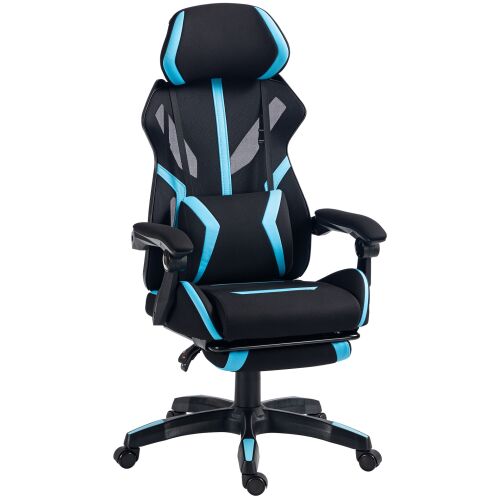 HOMCOM gamer szék derékpárnával, állítható fejtámlával és dönthető háttámlával 183902504 