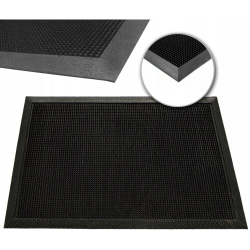 Gumi lábtörlő rámpával, szőnyeg csapokkal, 60x100