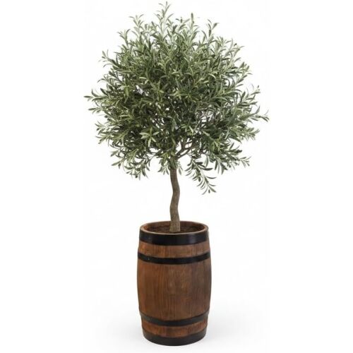 Weeco hordó alakú virágcserép égerfából, wenge színű, magassága 55 cm, átmérője 34 cm, rusztikus stílusú, kézzel készített, kertbe, teraszra és erkélyre 184118543 - Otthon és kert