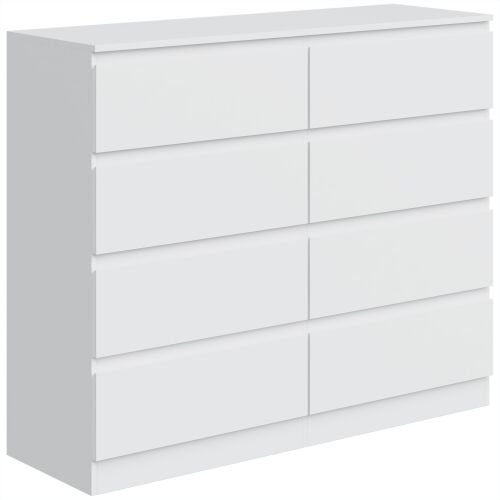 HOMCOM modern komód 8 fiókkal, 120 x 39 x 100 cm, fehér 184219108 - Nappali bútor