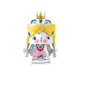 Monumi Mini Cube Head coloring book, Princess, 3D, 15cm, pink, white, blue, yellow - Activity Book, Coloring
