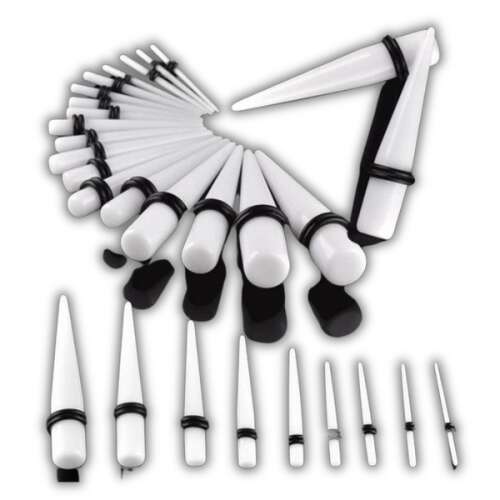 18 darabos fehér akril fültágító szett