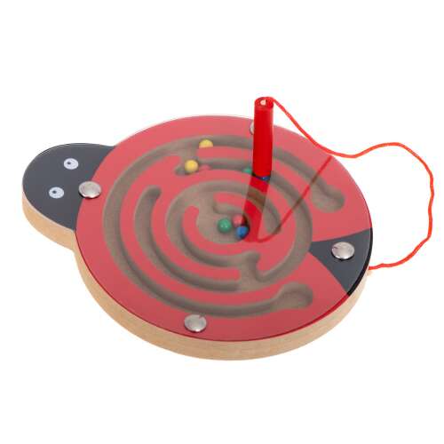 Magnetic ladybug maze toy for kids, with colorful balls and a magnetic wand