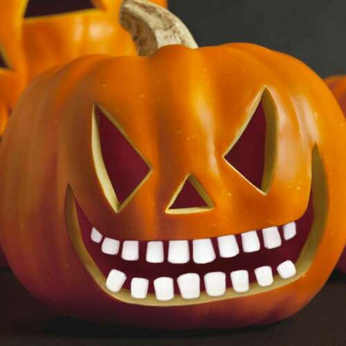 Halloween-i töklámpás fehér műanyag fogakkal - Halloweeni dekoráció