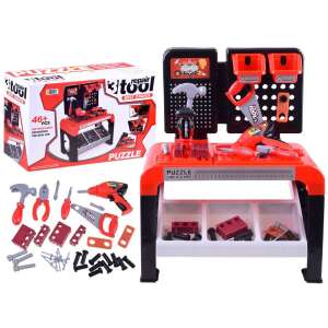 Kids tool bench set with tools, 46 pieces, red and black, toy workbench, pretend play, kids tools, kids toys, DIY tools, kids construction set - DIY Craft Kit