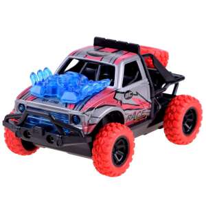 Red and silver 4x4 toy truck with blue lights and sound effects - Predator