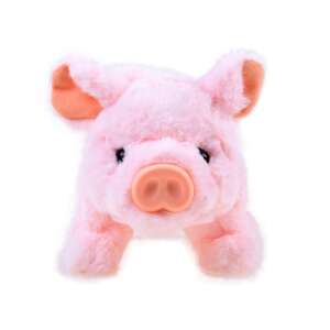 Piggy Toby interactive plush toy pig, walking, wagging tail, stretching nose, pink, front view - Interactive Plush Toy
