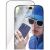 Közelkép a PanzerGlass Ultra-Wide Fit átlátszó képernyővédőről egy iPhone-ra helyezve, egy személyt mutatva, aki a telefont tartja.