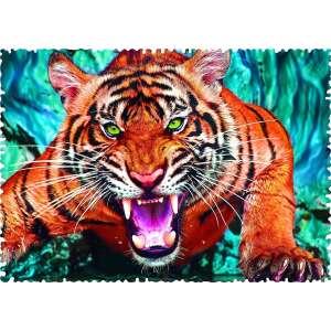 Trefl Crazy Shapes 600-teiliges Puzzle, angreifender Tiger, Puzzle für Erwachsene - Puzzle