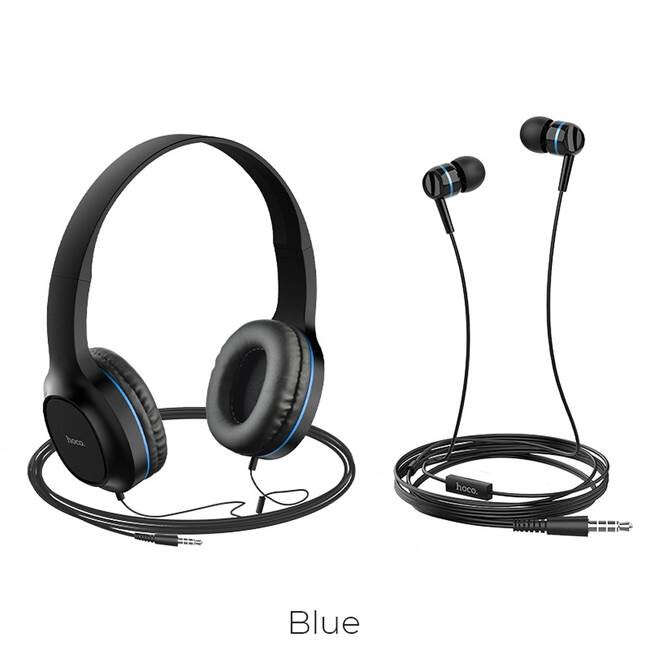 HOCO fejhallgató W24 Duality fejhallgató mikrofonnal szett kék