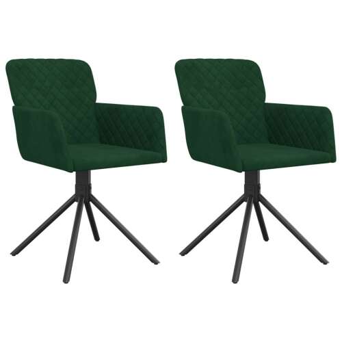 vidaXL 2 db sötétzöld bársony forgó étkezőszék, 2 db-os készlet, modern design, kényelmes, stílusos, étkezőbe, konyhába, nappaliba - Étkező szék