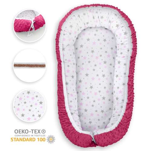 Cuib pentru copii MTC Premium XXL cu inserție de nucă de cocos - Star #pink-white 46085019