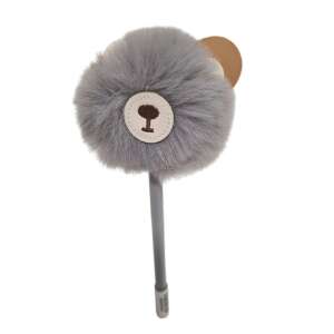 Szürke maci pompom toll, aranyos írószerek, Zselétoll - Toll