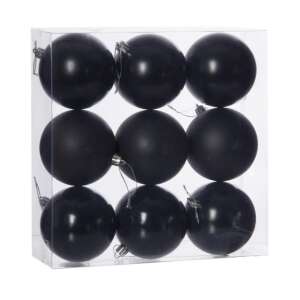 9 db-os fekete karácsonyfa dísz, 8cm átmérő - Nonbrand Karácsonyfadísz