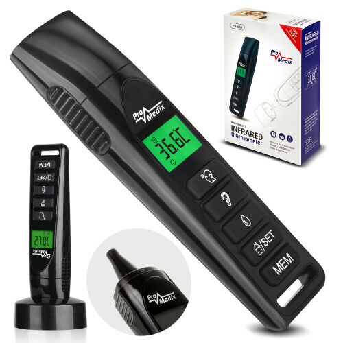 Promedix PR-638 kontaktloses Infrarot-Thermometer mit Display und Verpackung