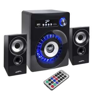 Audiocore AC910 2.1 Bluetooth speaker system with subwoofer, satellite speakers, and remote control - Audio