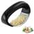 Stainless steel garlic press with black handle, easy to use and clean