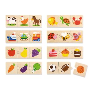 Viga Toys Holz Kategorisierungs-Puzzle Teile, Tier, Essen, Transport, Sport - Entwicklungsspiele für Kinder im Kindergartenalter