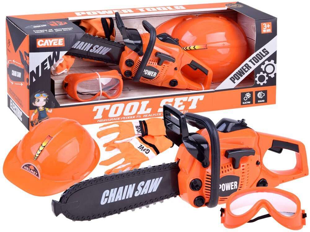 Set de drujbă de jucărie cu echipament de protecție