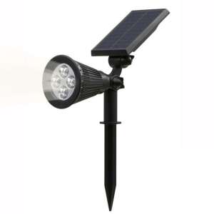 Fekete napelemes LED kerti lámpa állítható napelemmel és talajba szúrható tüske - Nonbrand Napelemes lámpa