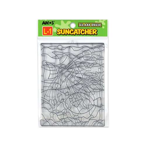 Amos L-1 Napfogó üveg dekoráció, 2 darabos készlet, átlátszó műanyag lapok fekete vonalakkal festéshez