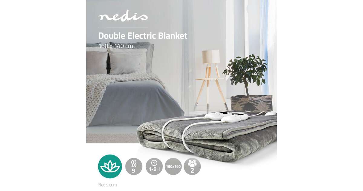 Nedis PEBL130CWT2 Double Electric Bed Warmer Blanket #grey | Pepita.com