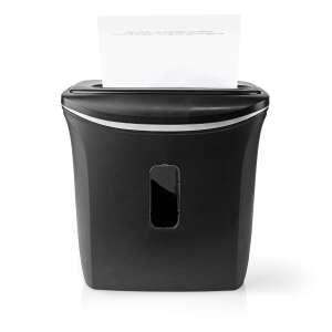 Nedis paper shredder, front view, black, 12L capacity, DIN-P4 security level, paper in the shredder - Office Supply