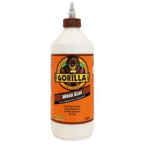 Gorilla Wood Glue bottle, 1 liter, showing the product's packaging and key features - Office accessory