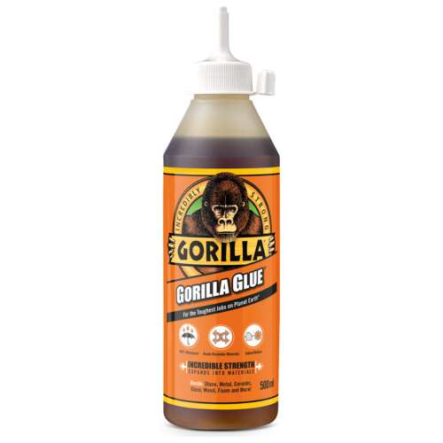 Gorilla Glue Original PU Polyuretánové lepidlo, fľaša 500ml, silné a vodotesné, pre drevo, kov, keramiku a ďalšie