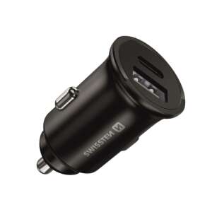 Swissten autós töltő adapter PowerDelivery 20W + USB 10W, fekete, iPhone12 46828504 