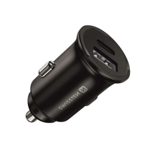 Nabíjací adaptér do auta Swissten PowerDelivery 20W + USB 10W, čierny, iPhone12 46828504
