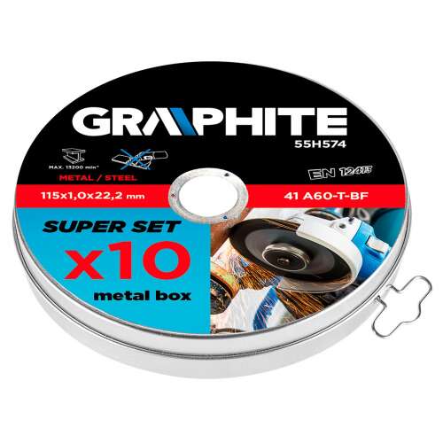 Disc de tăiere din grafit pentru 10 bucăți de metal 115 x 1,0 x 22,2 mm, 41 a60-t-bf. 46138177
