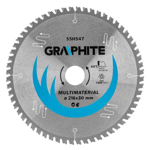 Graphite 216 x 30 mm 60T Multimaterial Circular Saw Blade