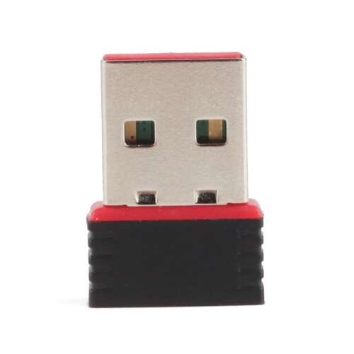 Mini 150 Mbps WiFi USB adapter, kicsi, fekete és piros, elülső nézet