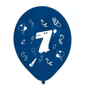 Balon latex albastru cu numărul 7 alb și design pentru petrecerea de ziua de naștere - Amscan