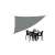 Grey triangular sun sail, 3.6x3.6x3.6m, providing shade for outdoor dining