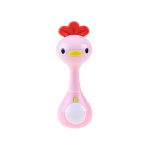 Pink chicken rattle toy for babies, with light and sound effects - Rattle