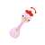 Pink chicken rattle toy for babies, with light and sound effects, angled view