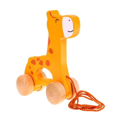 Fa húzós zsiráf játék kerekeken, tökéletes a járni tanuló kisgyermekeknek