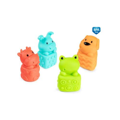Canpol Babies fürdőjáték szett 4 db-os, béka, kutya, nyuszi és sárkány figurákkal, BPA mentes