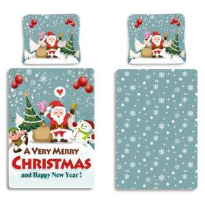 Christmas bedding set with Santa Claus, snowman, and Christmas tree design - Interior design