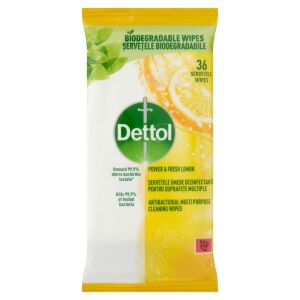 Dettol Power & Fresh univerzális felülettisztító Törlőkendő Citrom&Lime 36db 126940643