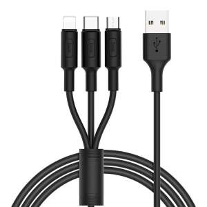 HOCO kabel USB 3w1 do iPhone Lightning 8-pin + Micro + Typ C Soarer X25 1 metr czarny 46214495 - Hoco Konwerter USB