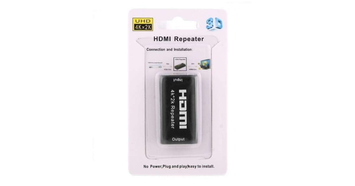 Donji HDMI kábel toldó adapter, akár 10 méterig, fekete 46257329