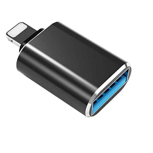 OTG átalakitó adapter (USB 3.0->Lightning), Fekete 