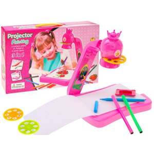 Proiector roz pentru copii, 3 in 1, pentru desen, pictură și scris, cu 6 pixuri de apă, 3 diapozitive pentru lanternă și un caiet - Table de scris si desenat