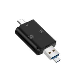 3in1 OTG kártyaolvasó, támogatja a MicroSD/TF és SD kártyákat, USB-C + MicroUSB/USB 2.0 csatlakozóval, fekete 57813527 