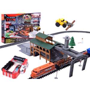 Set de tren Power Train World Ore Loader cu telecomandă, șine, stație și accesorii - Tren, element feroviar, autostradă