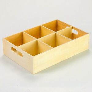 Rekeszes tároló fa teafilter tartó 6 rekesszel és fogantyúkkal - Pentart